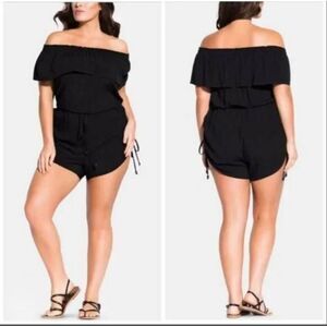 City Chic Playsuit So Sweet Black Off Shoulder Romper Womens Plus 22 3XL NWT